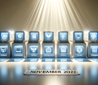 Illuminated blocks with symbols, November 2022 theme.
