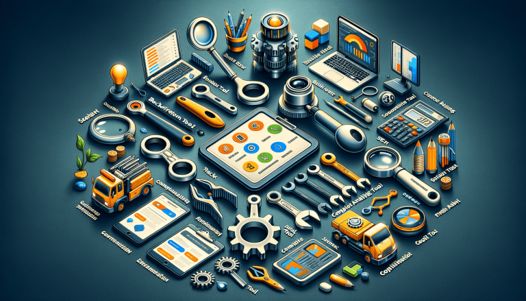 Assortment of technology, business, and development tools.
