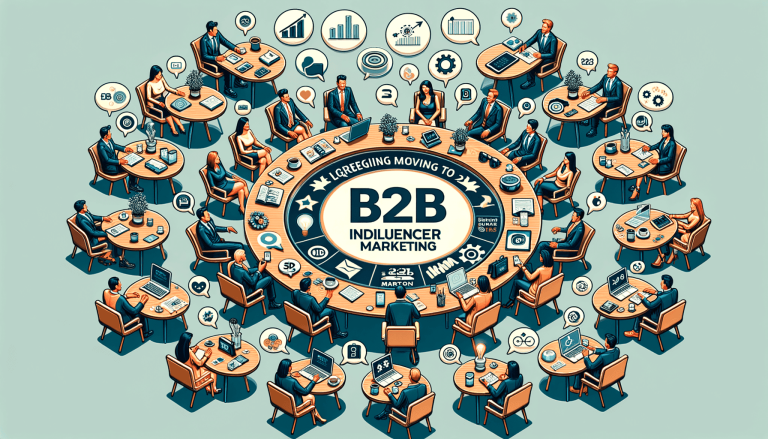 B2B Indilucener Marketing strategy meeting with business professionals.