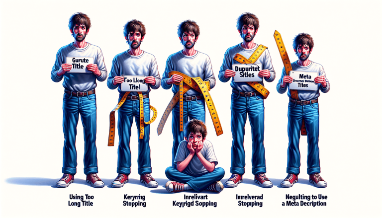 Distressed men demonstrate common SEO title and description pitfalls.