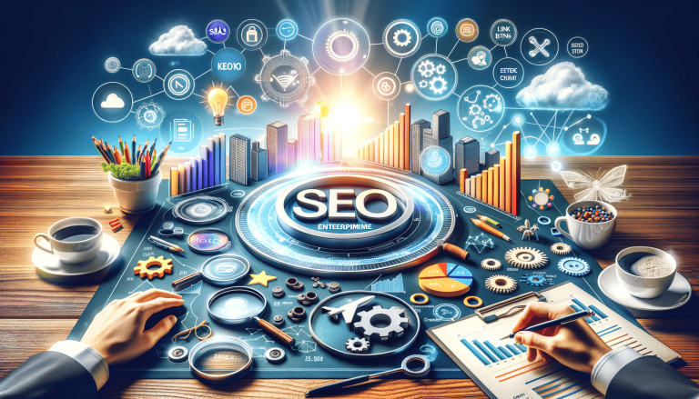 SEO strategy, data analysis, and digital marketing desktop.
