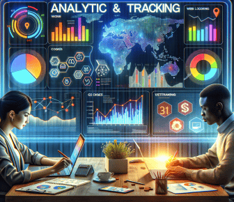 Two professionals analyzing data on screens.