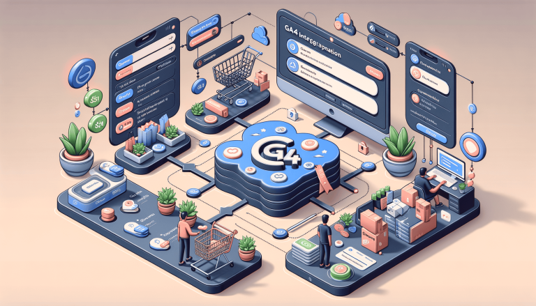 Isometric GA4 data ecosystem for e-commerce analytics.