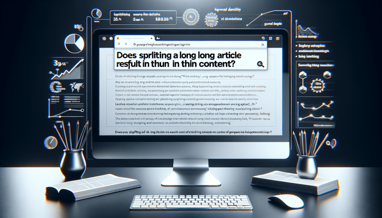 SEO content analysis on a computer screen workstation.
