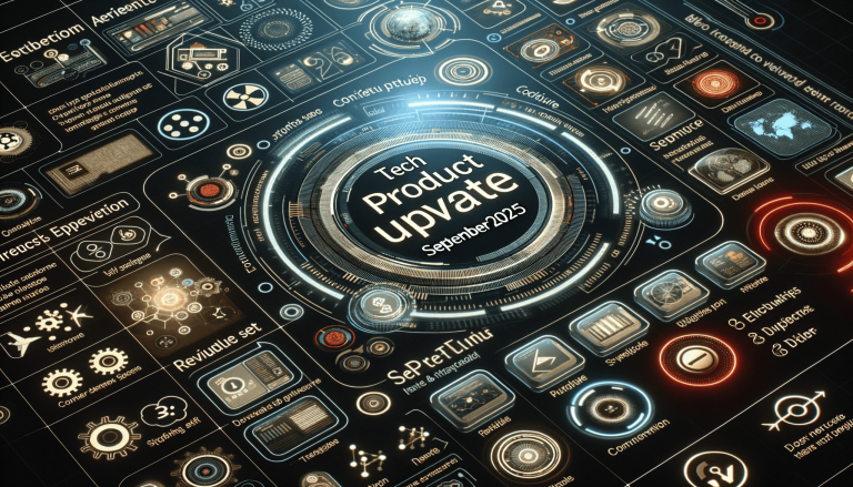Futuristic tech product update interface for September 2025.