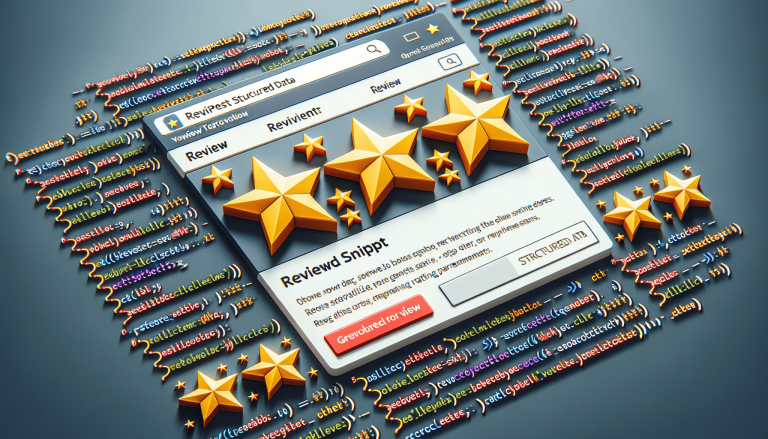 Structured data for SEO reviews with golden stars.