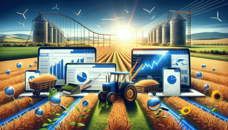 Smart farming technology integrating data analytics in a wheat field.