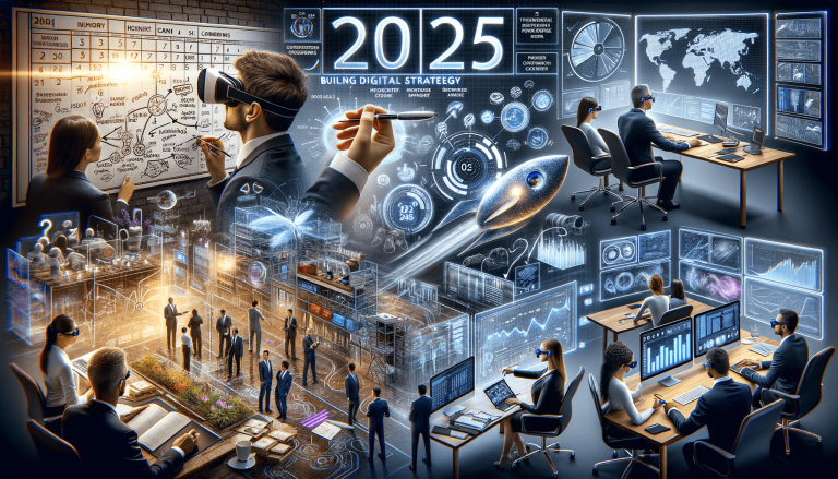 Professionals using VR/AR for digital strategy and data visualisation.