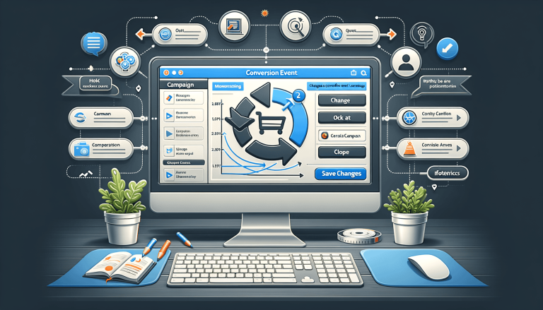 Digital marketing analytics on computer screen with conversion funnel.