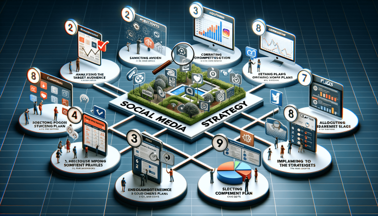 Visual representation of a comprehensive social media strategy process.