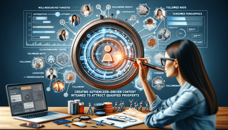 Woman analyses AI-powered digital marketing strategy on a holographic interface.