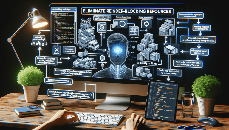 Digital workspace with web performance optimisation diagram and code.