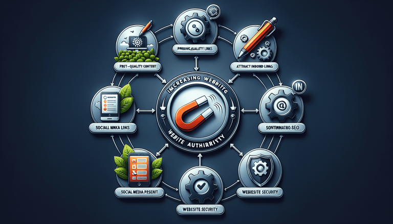 Diagram showing factors increasing website authority and SEO strategies.