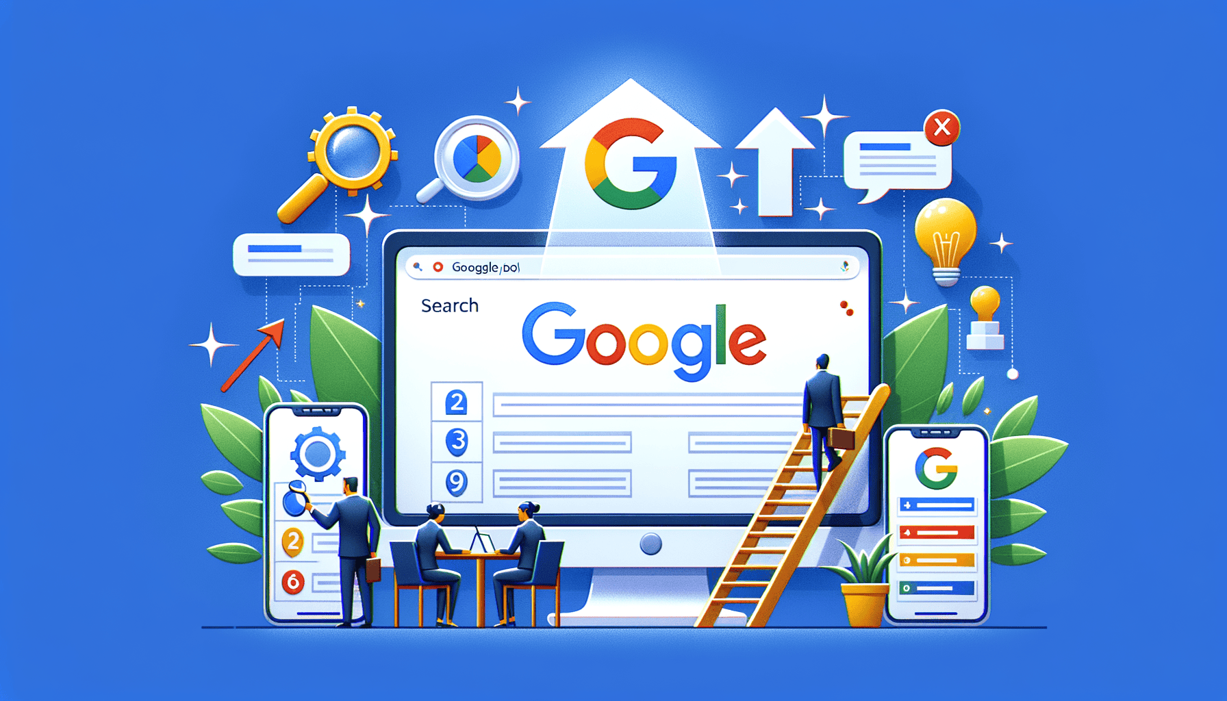 SEO concept with Google search illustration.
