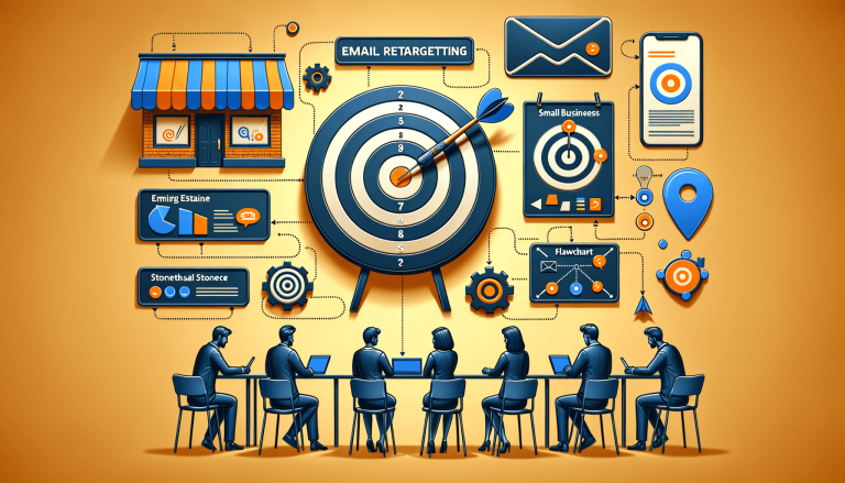 Business team with marketing strategy elements and data visuals.