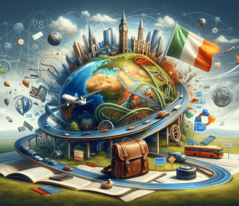 Global travel and technology concept illustration
