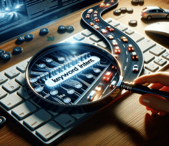 Keyword intent concept on computer keyboard.