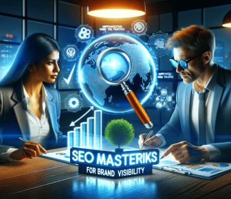 Digital marketing strategists analysing SEO data insights.