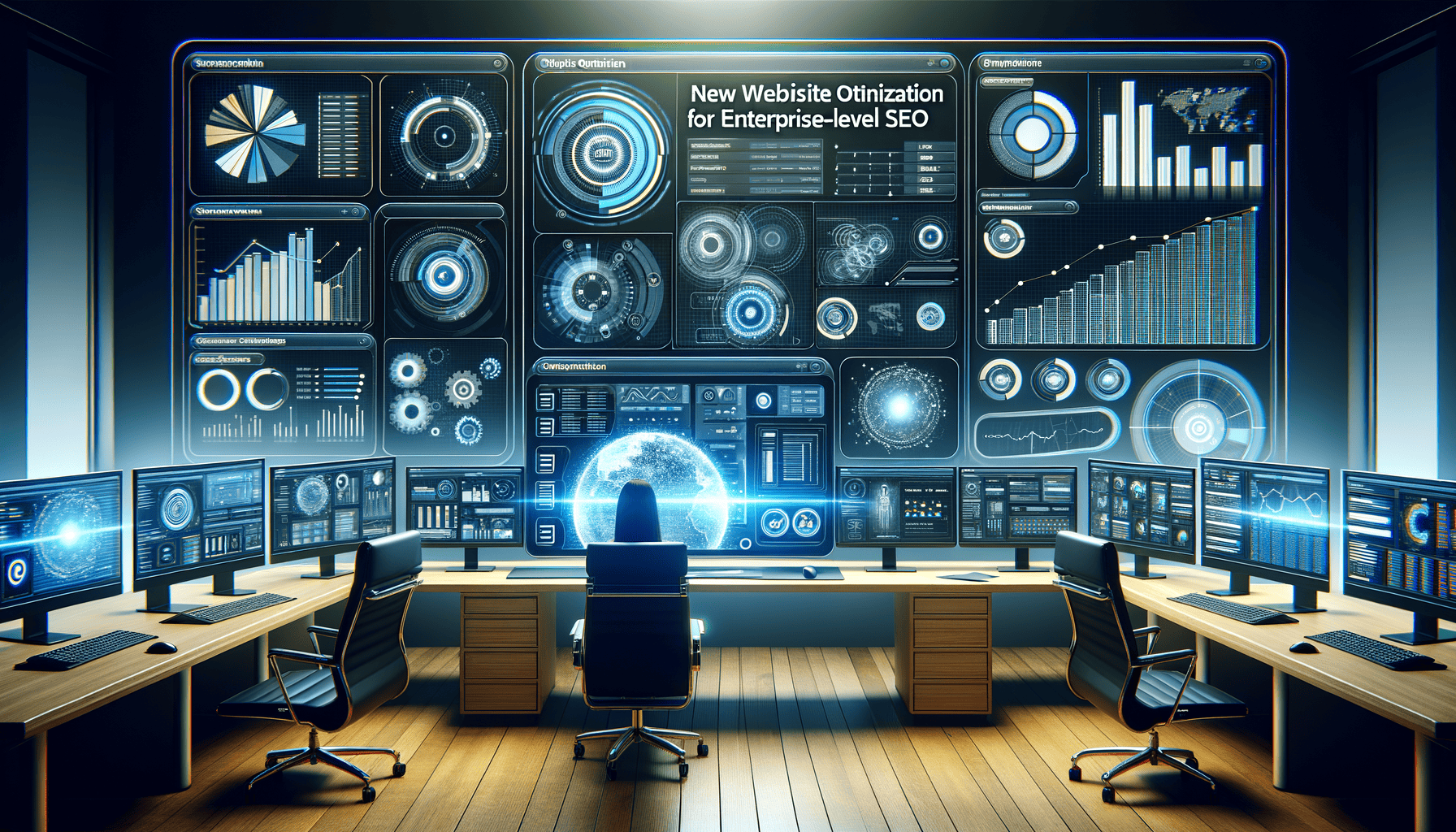 Person at futuristic data analysis centre