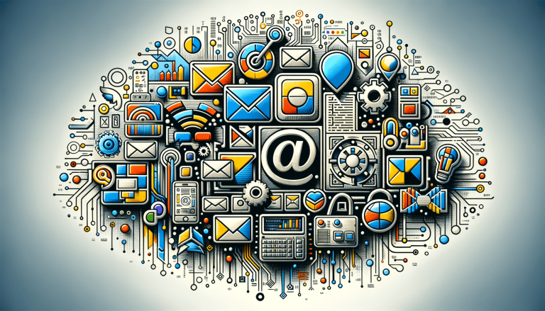Stylised digital cloud of interconnected communication and technology icons.