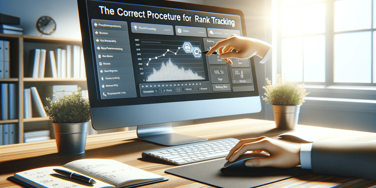 Hands using computer with rank tracking software.