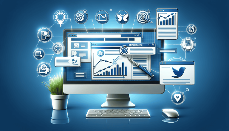 Digital marketing and analytics with social media on screen.