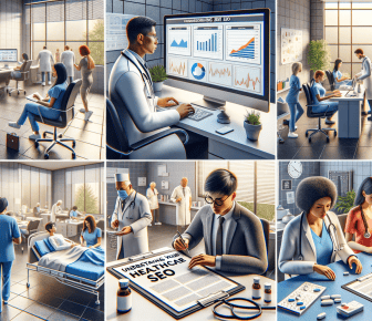 Healthcare professionals reviewing data and patient care