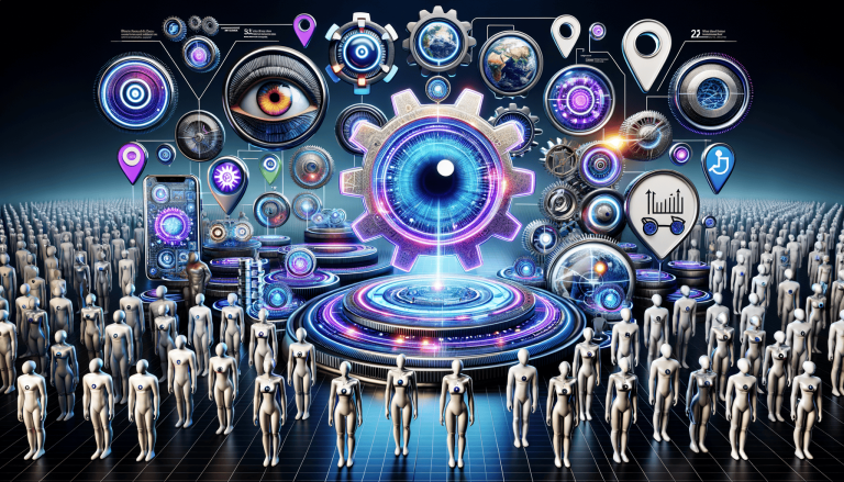 AI, data, and humanoids connect in a glowing digital network.