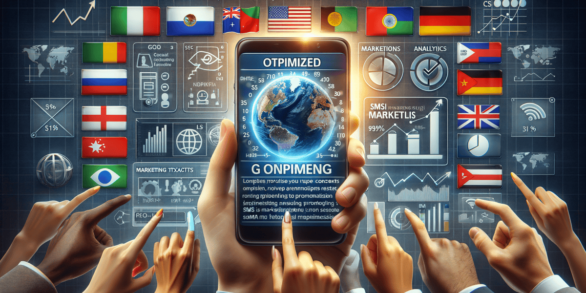 Hands using smartphone for global marketing strategies.