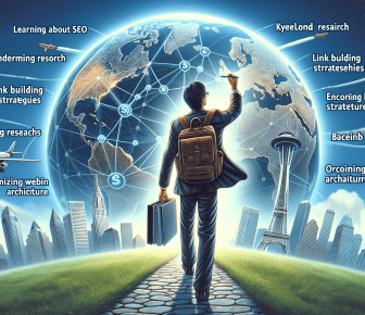 Businessman exploring global SEO strategies and networking.