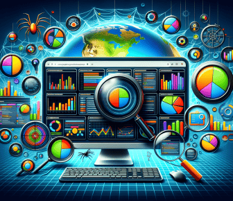 Computer showing SEO analytics with graphs and charts.