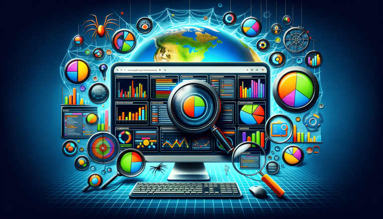 Web analytics, global data, and SEO crawling concept.