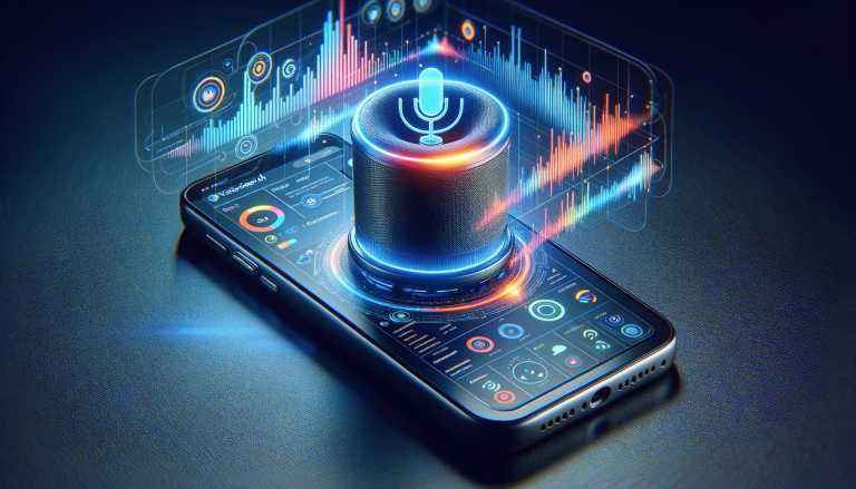 Smart speaker on phone, holographic voice control interface.