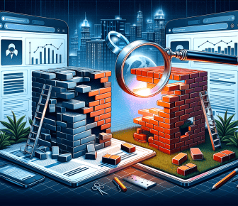 SEO concept with magnifying glass and digital graphs.