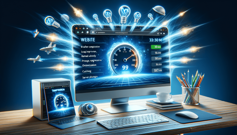 Website speed optimisation displayed on a digital performance dashboard.
