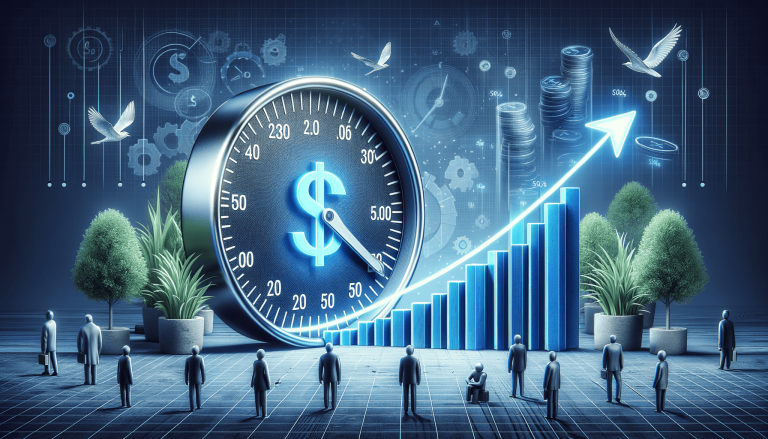 Financial growth: dollar dial, rising chart, investors, wealth.