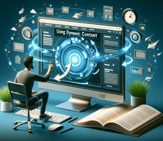 Person interacting with computer displaying dynamic content.
