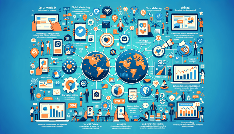 Infographic of global digital marketing and social media strategies.