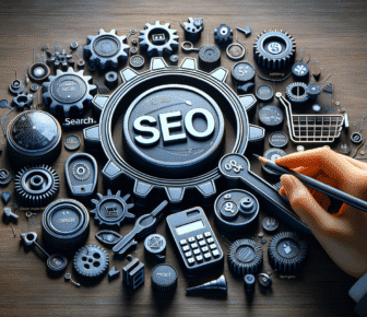 Hand drawing SEO concept with mechanical gears.