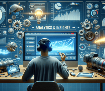 Person analysing data on multiple screens, graphs visible.