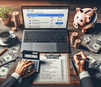 Laptop and calculator for financial budgeting