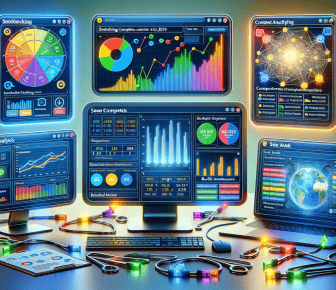 Digital analytics dashboard with graphs and charts.