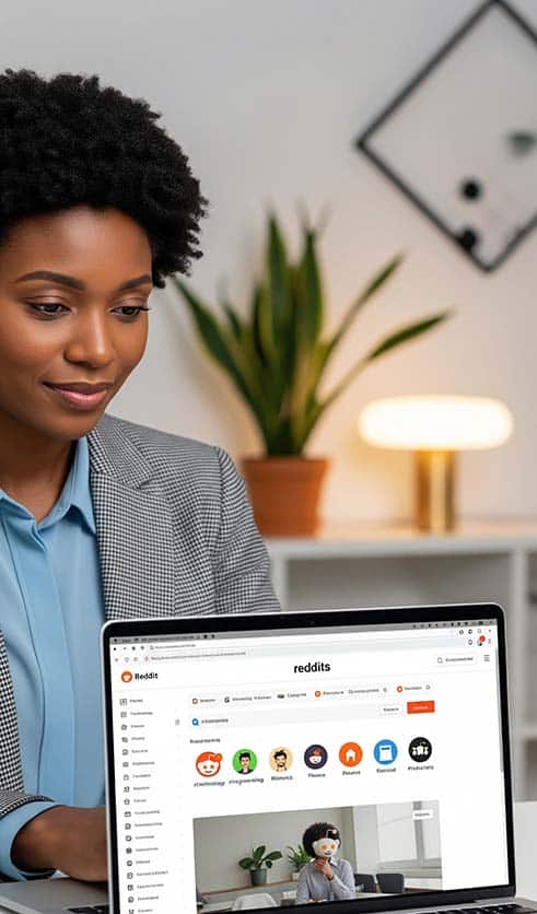 reddit rain Young Black woman viewing Reddit on a laptop.