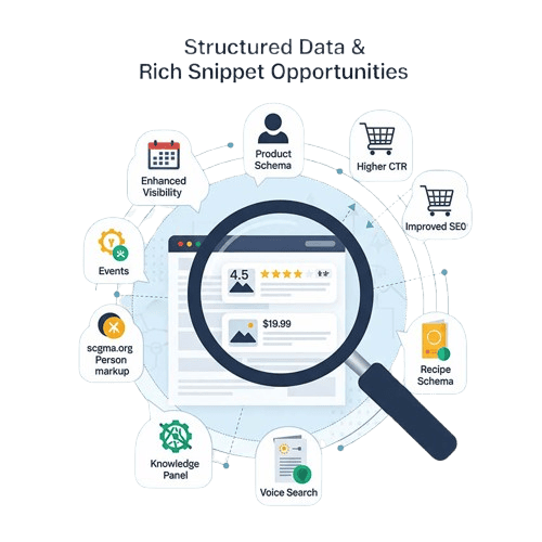 Illustrates structured data and rich snippet opportunities for SEO.