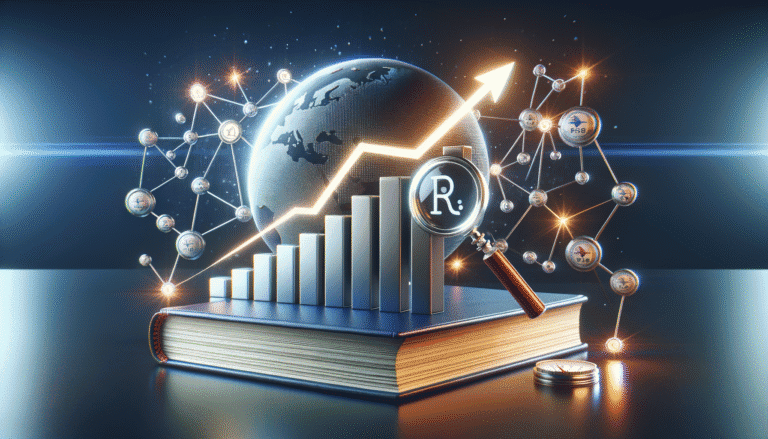 Global financial growth, analysis, and interconnected economic network.