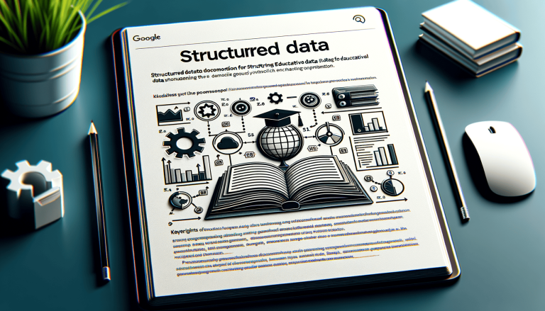 Digital tablet showing 'Structured data' content and related infographics.