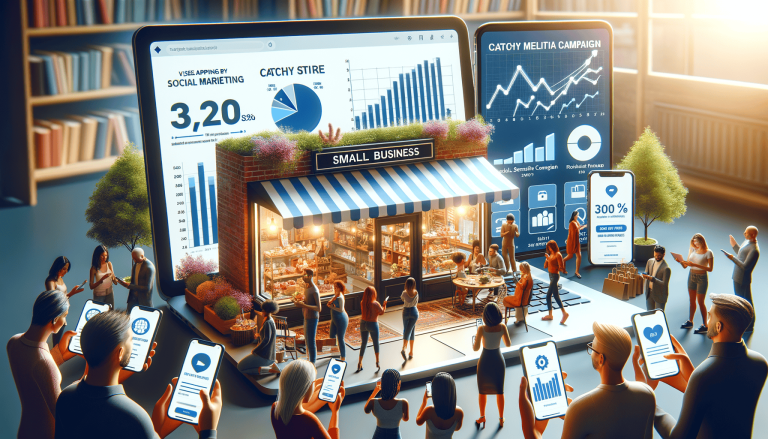 Small business digital marketing with data, people, and smartphones.