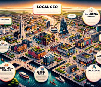 Colourful illustration highlighting local SEO strategies.