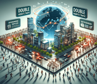 Digital cityscape with traffic and network graphics.