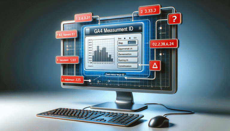 Computer monitor displaying GA4 analytics data with errors.